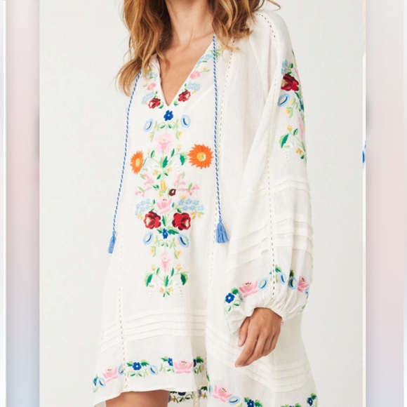 NWT Spell Florapaloosa Embroidered Tunic Dress Size Small White - Picture 2 of 12